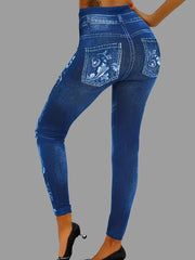 Printed Faux Denim Leggings