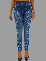 Printed Faux Denim Leggings