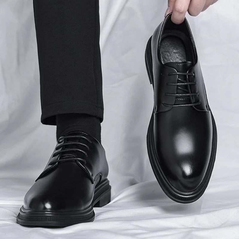 Black Round Toe Lace Up Men's