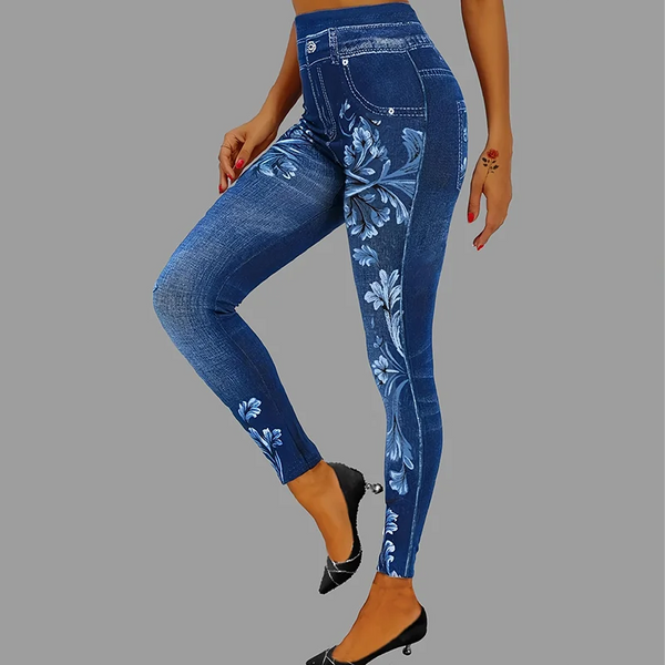 Printed Faux Denim Leggings