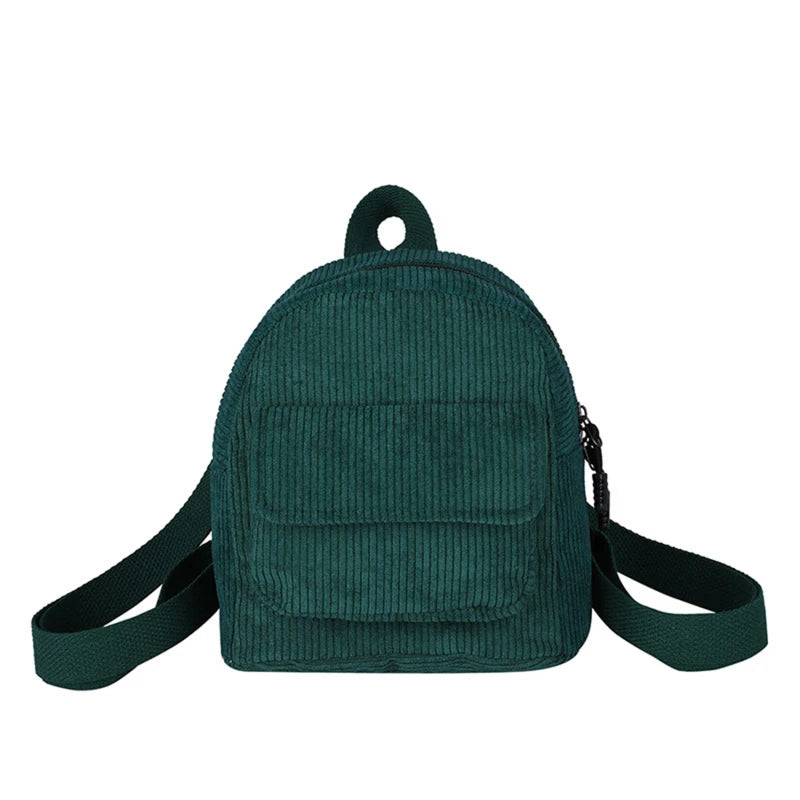 Solid Color Corduroy Backpack
