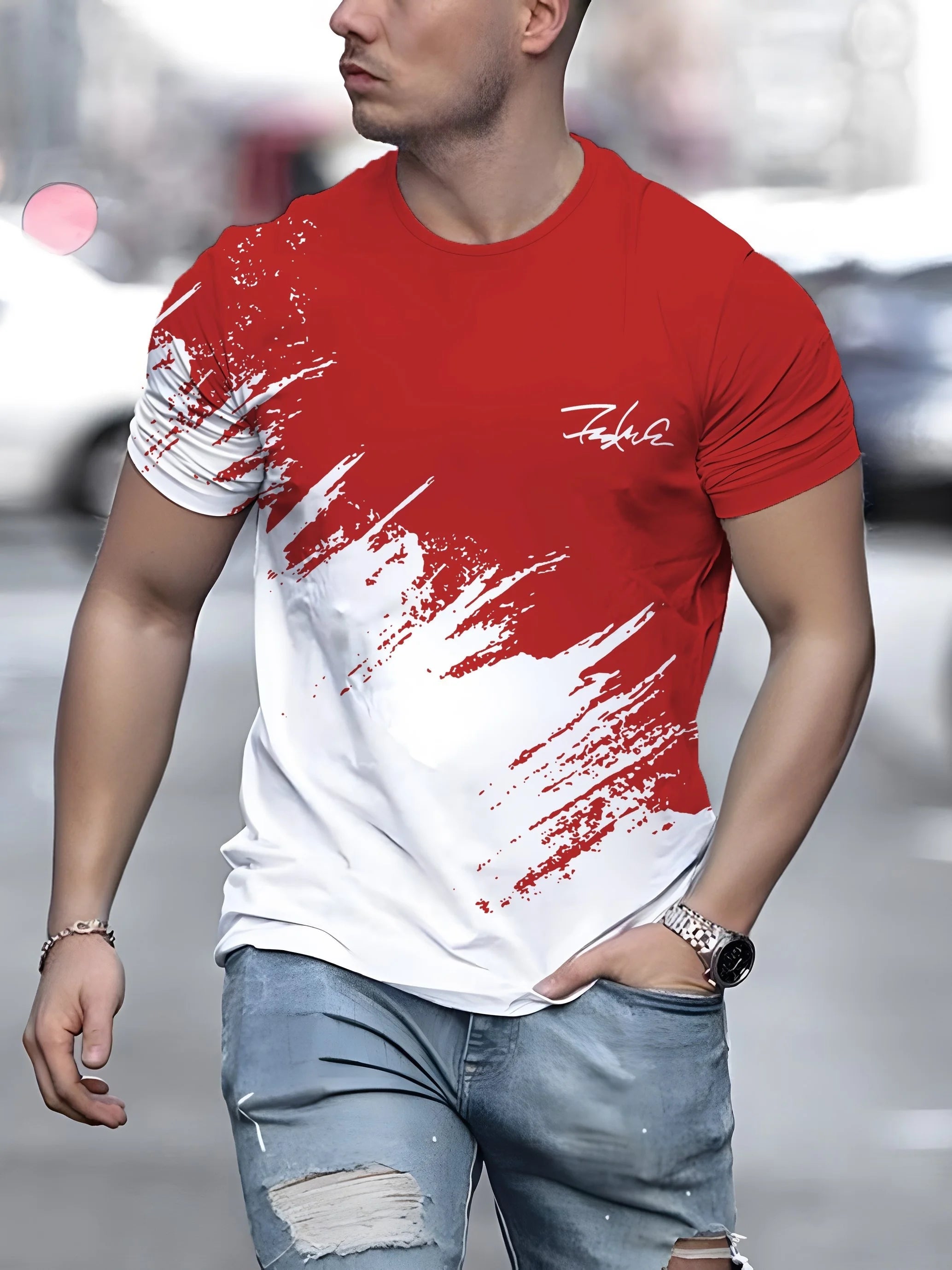 Casual Men's T-Shirt Gradient