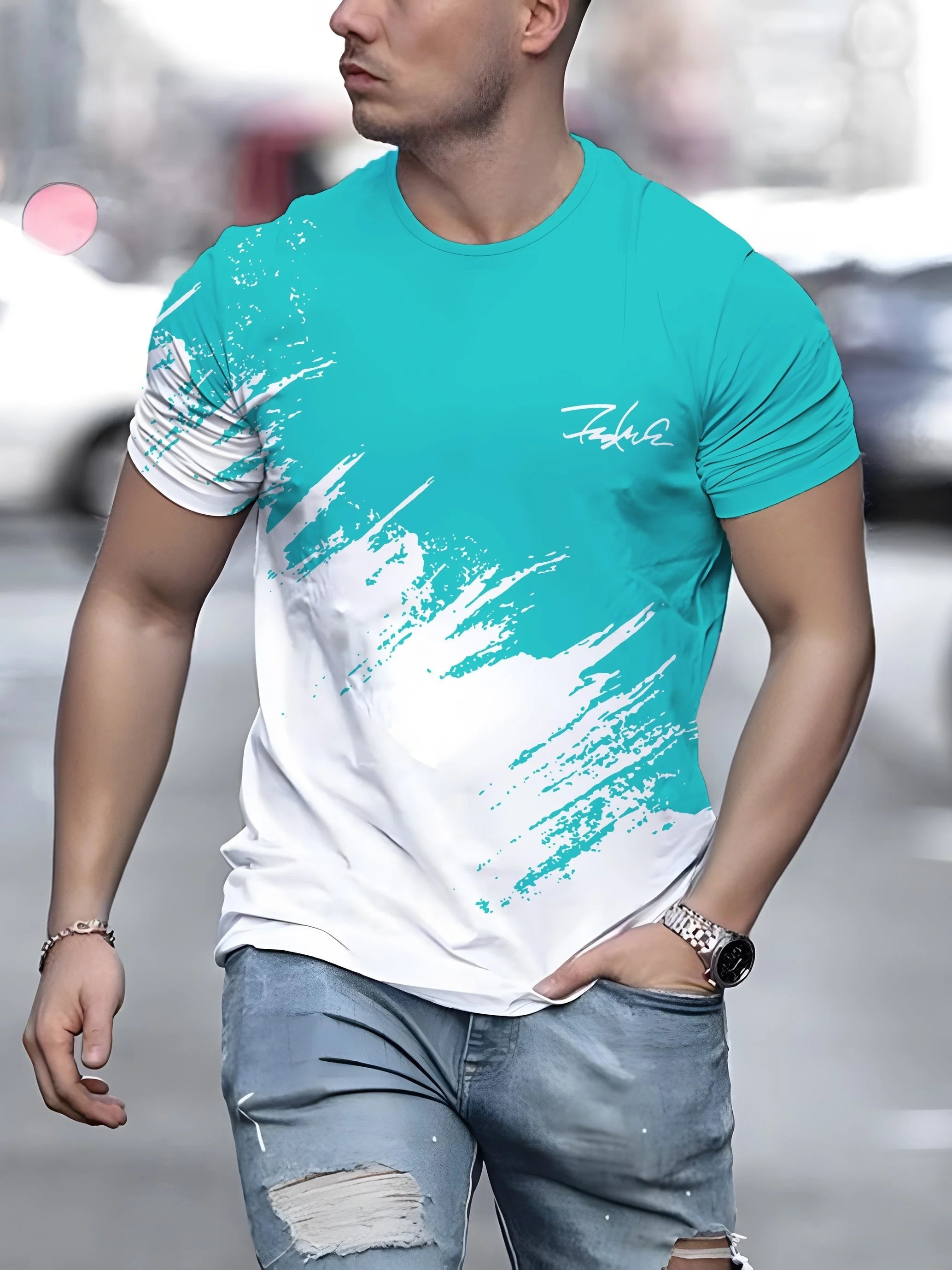 Casual Men's T-Shirt Gradient