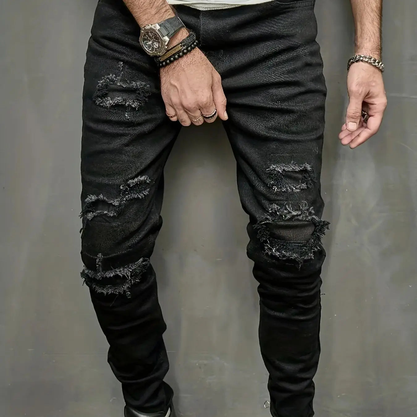 Men's slim fit jeans with torn