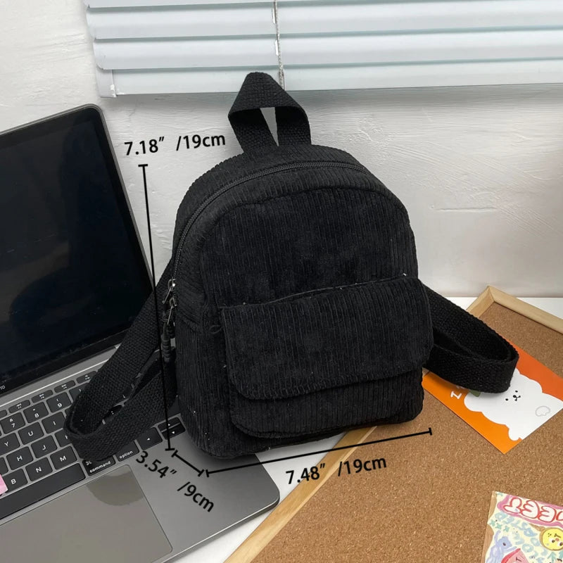 Solid Color Corduroy Backpack