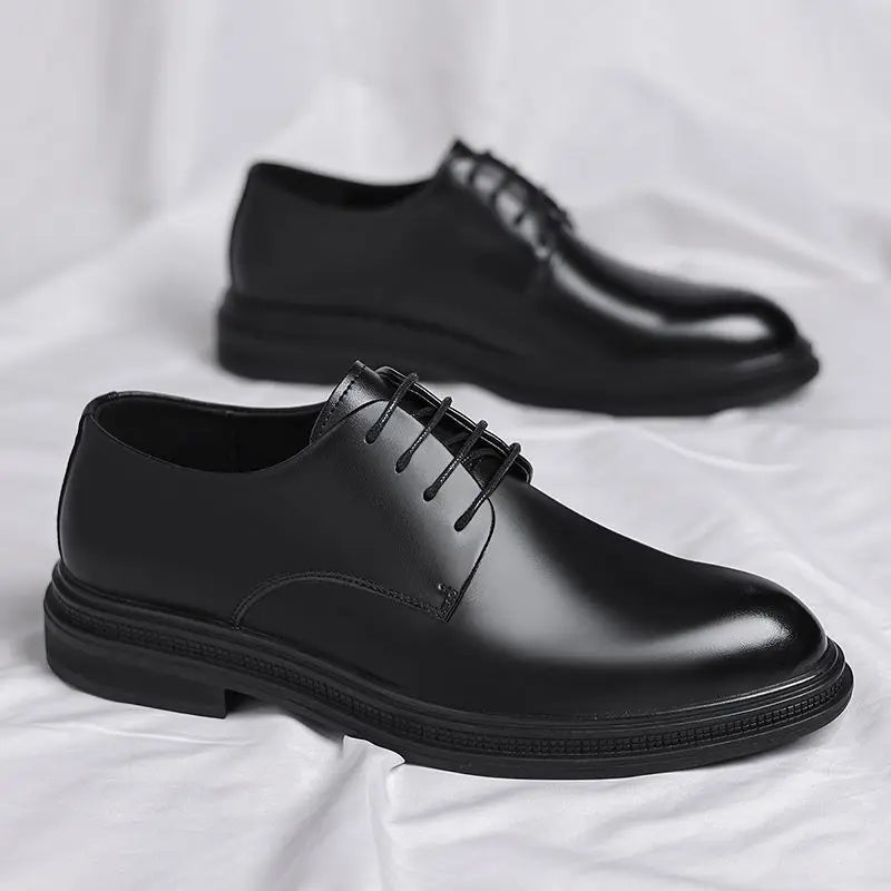 Black Round Toe Lace Up Men's