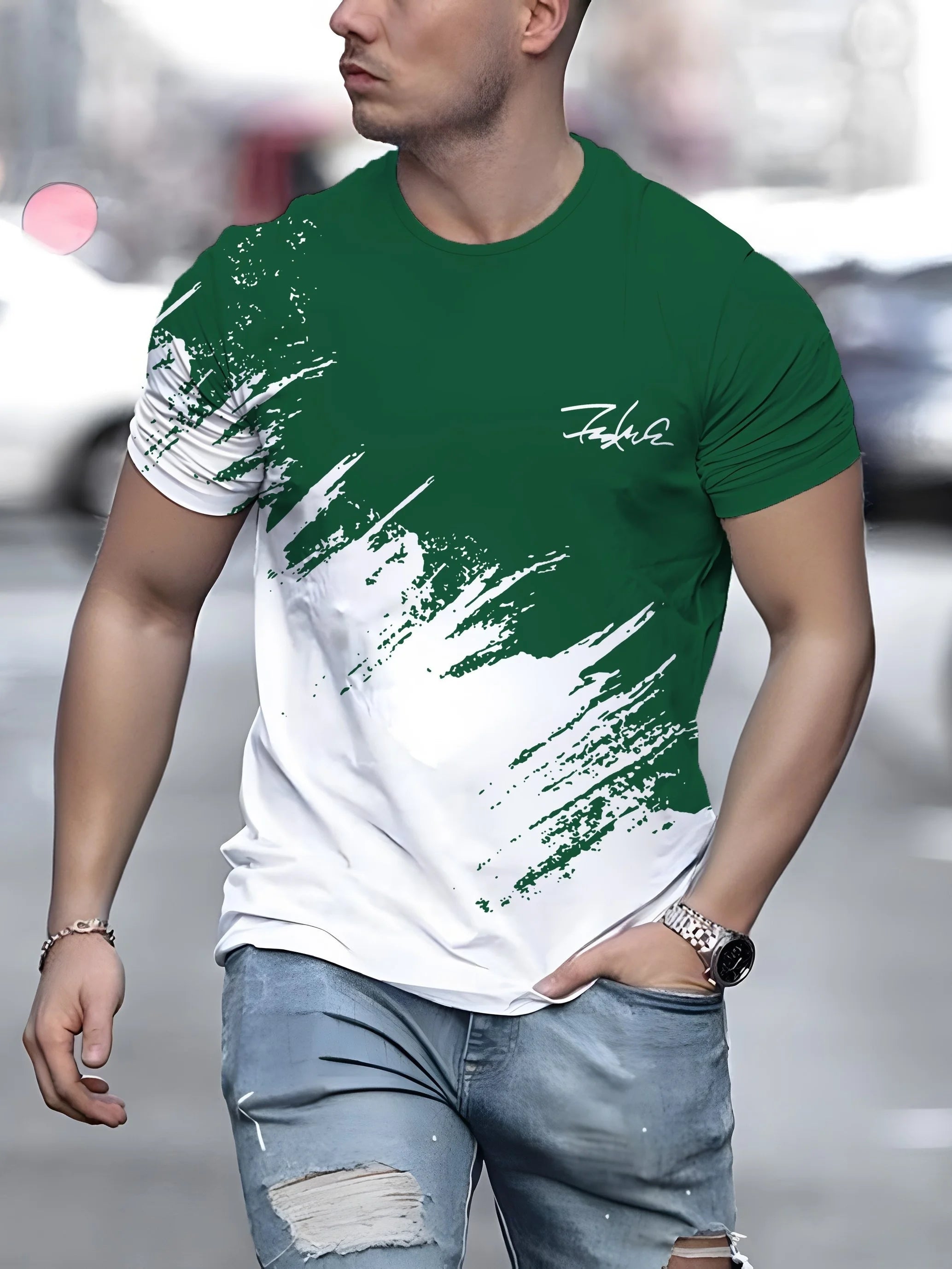 Casual Men's T-Shirt Gradient