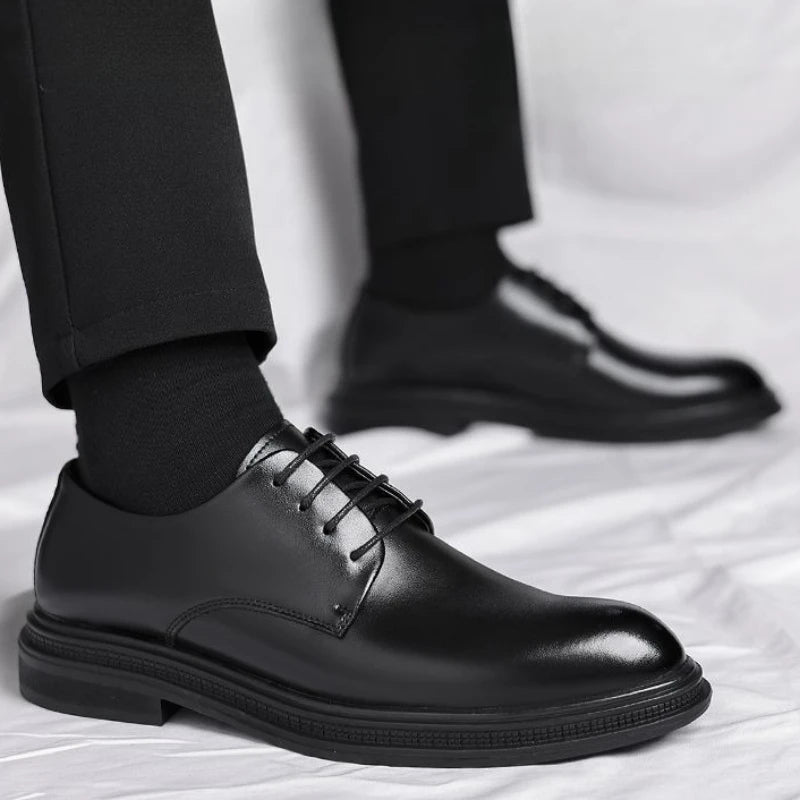 Black Round Toe Lace Up Men's