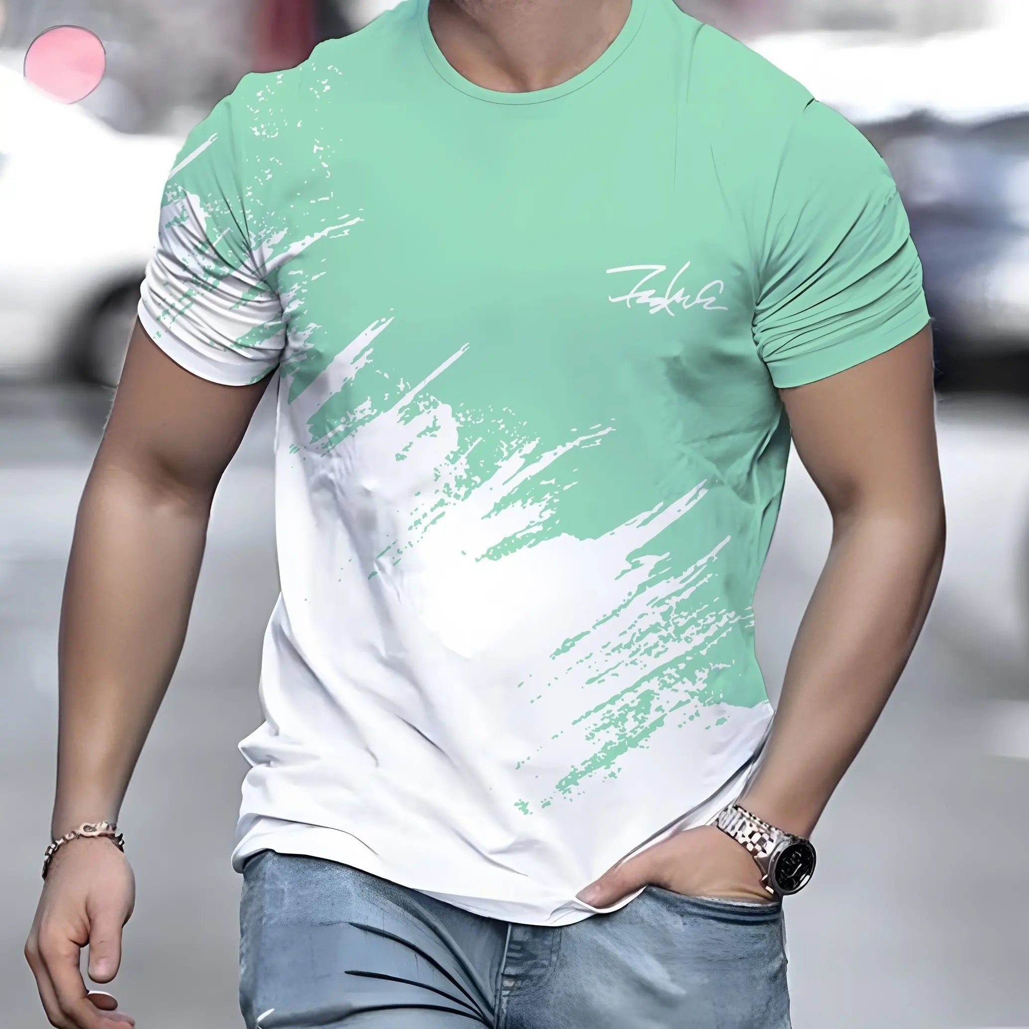 Casual Men's T-Shirt Gradient