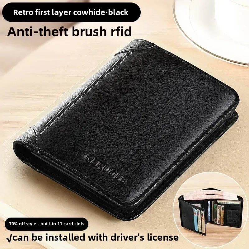 Men Wallet Genuine Leather Rfid