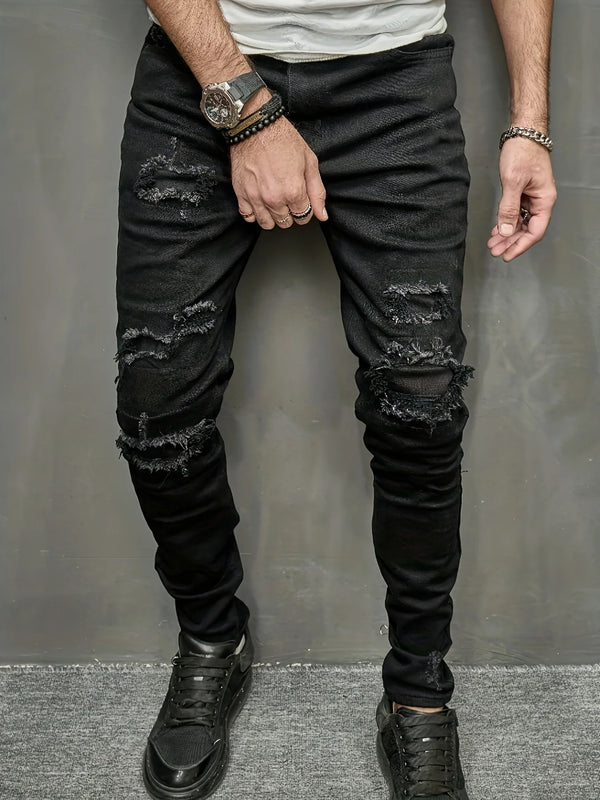 Men's slim fit jeans with torn