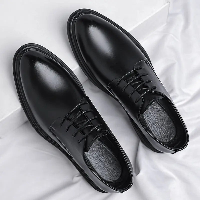 Black Round Toe Lace Up Men's