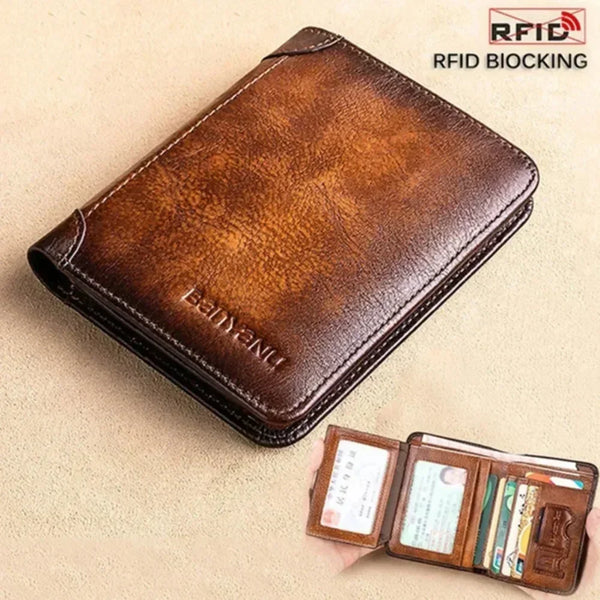 Men Wallet Genuine Leather Rfid