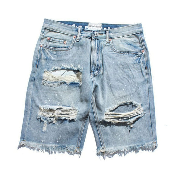 GONTHWID Ripped Destroyed Denim Shorts