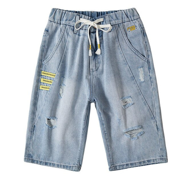 Mens Straight Ripped Denim Shorts