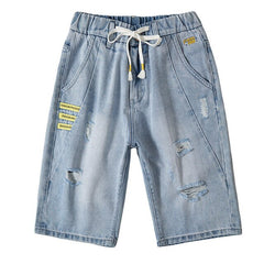 Mens Straight Ripped Denim Shorts