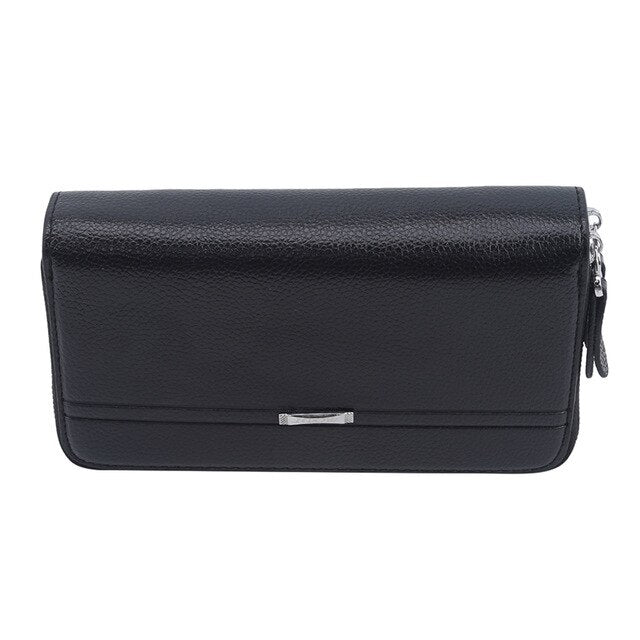 Double Zipper Leather Wallet