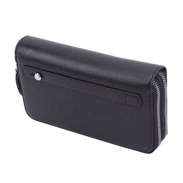 Double Zipper Leather Wallet